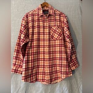 Classic Est. 2001 Flannel Shirt Button Long Sleeve White/Navy/Red Men’s Sz L